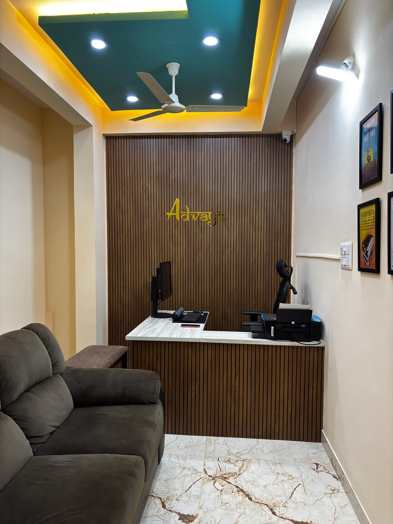Instrument teaching room with guitars and acoustic panels